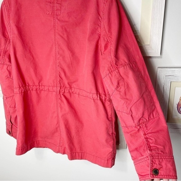 GAP Coral Red Long Sleeve Zip Up Utility Jacket Size Small - Picture 4 of 10